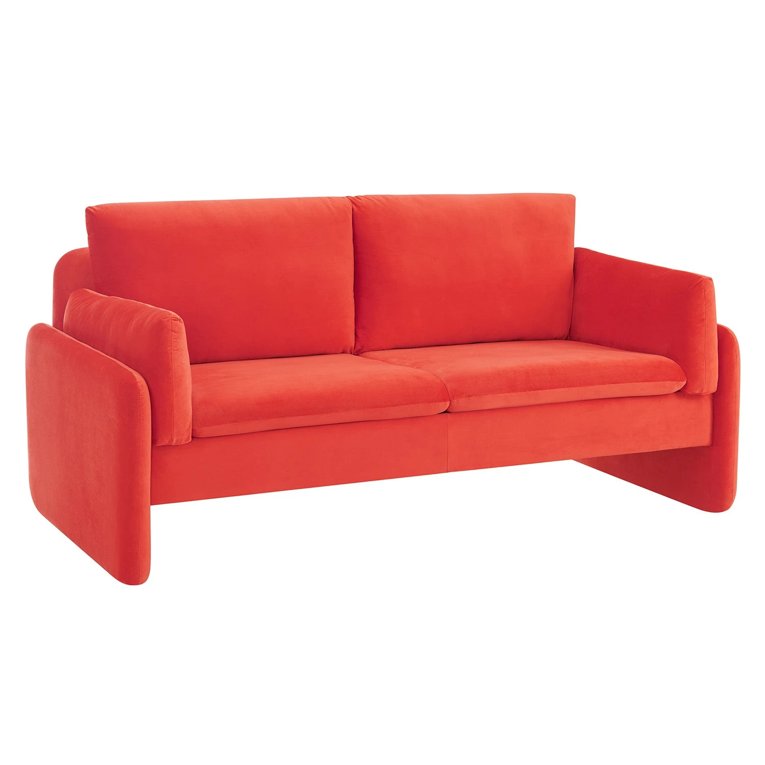 Clapham 2-Seater Flaming Orange Velvet Fabric Sofa 7 Clapham 2-Seater Flaming Orange Velvet Fabric Sofa - Image 5