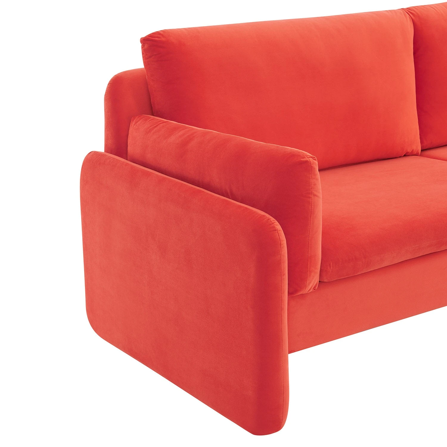 Clapham 2-Seater Flaming Orange Velvet Fabric Sofa 10 Clapham 2-Seater Flaming Orange Velvet Fabric Sofa - Image 8