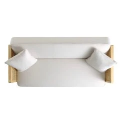 Pienza Cane Sofa Bed, Beige Woven Fabric With Natural Frame -FINZ Furniture Shop LWSF 760 BEIGEFAB NAT WB5