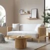 Pienza Cane Sofa Bed, Beige Woven Fabric With Natural Frame 1 Pienza Cane Sofa Bed, Beige Woven Fabric With Natural Frame -FINZ Furniture Shop LWSF 760 BEIGEFAB NAT main