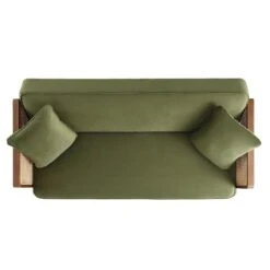 Pienza Cane Sofa Bed, Moss Green Velvet With Walnut Frame 24 Pienza Cane Sofa Bed, Moss Green Velvet With Walnut Frame -FINZ Furniture Shop LWSF 760 GREENVEL WALN WB5