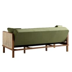 Pienza Cane Sofa Bed, Moss Green Velvet With Walnut Frame 28 Pienza Cane Sofa Bed, Moss Green Velvet With Walnut Frame -FINZ Furniture Shop LWSF 760 GREENVEL WALN WB6