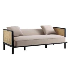 Pienza Cane Sofa Bed, Taupe Velvet With Black Frame -FINZ Furniture Shop LWSF 760 TAUPEVEL BLACK WB3