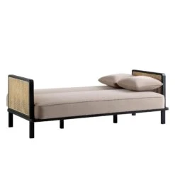 Pienza Cane Sofa Bed, Taupe Velvet With Black Frame -FINZ Furniture Shop LWSF 760 TAUPEVEL BLACK WB4