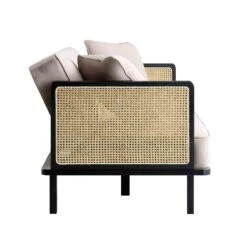 Pienza Cane Sofa Bed, Taupe Velvet With Black Frame -FINZ Furniture Shop LWSF 760 TAUPEVEL BLACK WB5