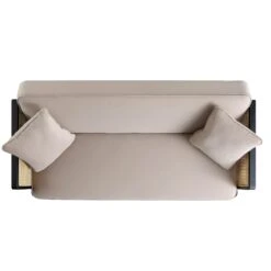 Pienza Cane Sofa Bed, Taupe Velvet With Black Frame -FINZ Furniture Shop LWSF 760 TAUPEVEL BLACK WB7