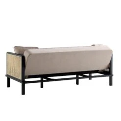 Pienza Cane Sofa Bed, Taupe Velvet With Black Frame -FINZ Furniture Shop LWSF 760 TAUPEVEL BLACK WB8