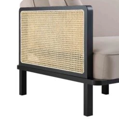 Pienza Cane Sofa Bed, Taupe Velvet With Black Frame -FINZ Furniture Shop LWSF 760 TAUPEVEL BLACK detail1