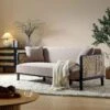Pienza Cane Sofa Bed, Taupe Velvet With Black Frame