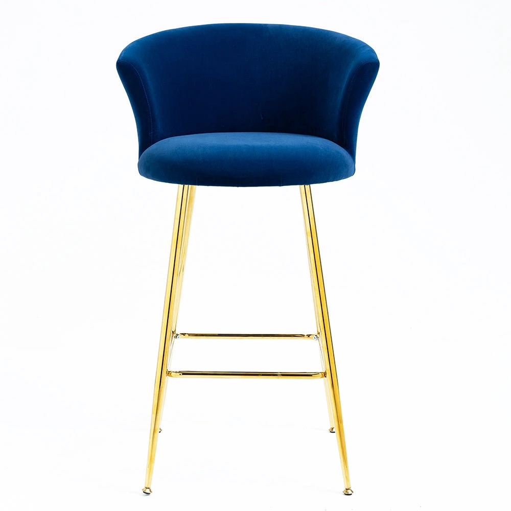 Kylie Set Of 2 Blue Velvet Bar Stools 6 Kylie Set Of 2 Blue Velvet Bar Stools - Image 4