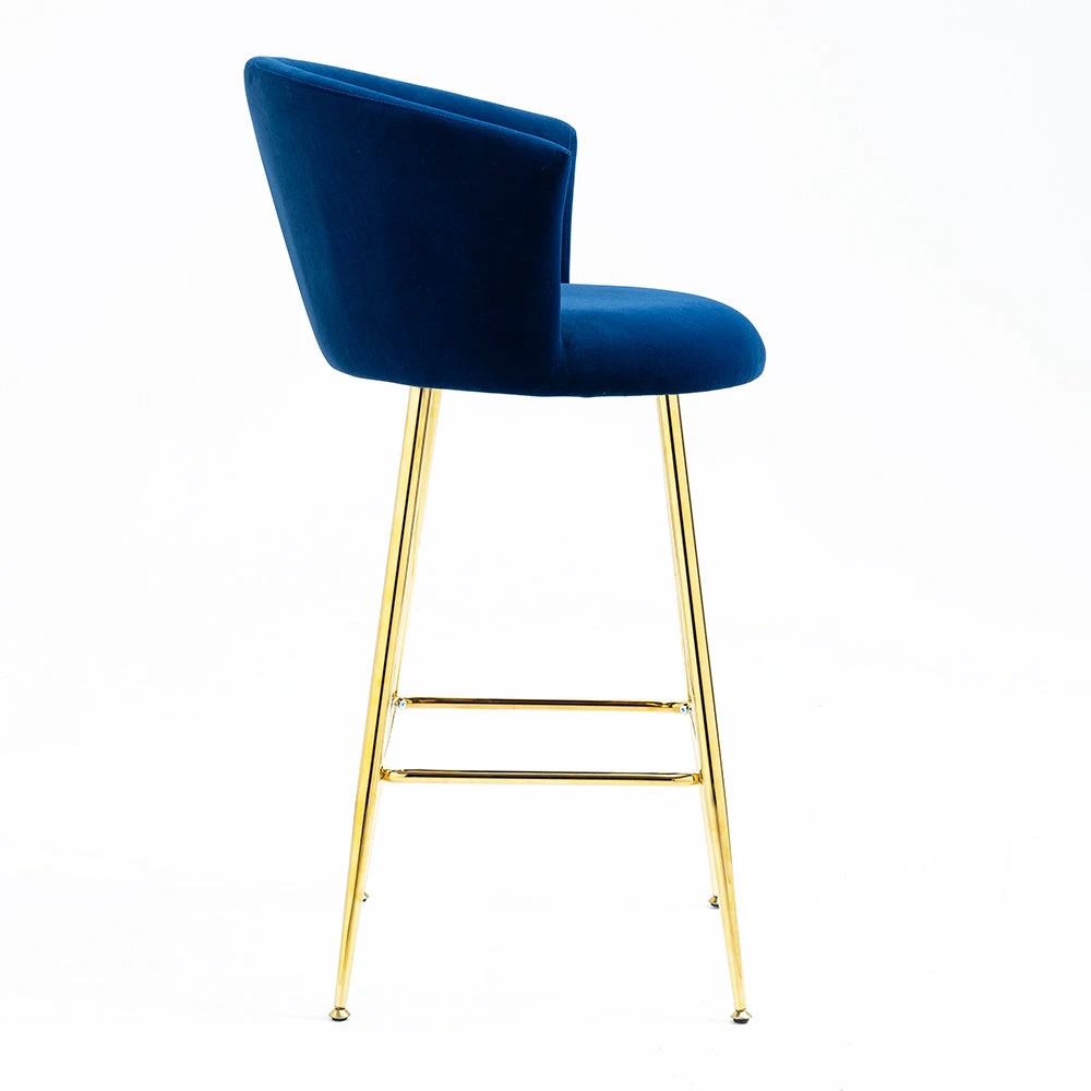 Kylie Set Of 2 Blue Velvet Bar Stools 7 Kylie Set Of 2 Blue Velvet Bar Stools - Image 5