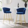 Kylie Set Of 2 Blue Velvet Bar Stools 2 Kylie Set Of 2 Blue Velvet Bar Stools -FINZ Furniture Shop MB222BLUEVEL P main