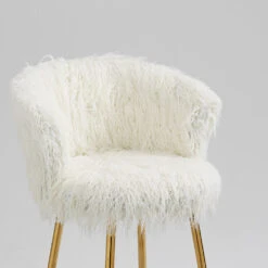 Kylie Set Of 2 White Plush Shaggy Faux Fur Bar Stools -FINZ Furniture Shop MB222WHITEPLUSH P detail1