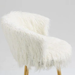 Kylie Set Of 2 White Plush Shaggy Faux Fur Bar Stools -FINZ Furniture Shop MB222WHITEPLUSH P detail2