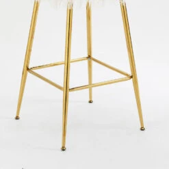 Kylie Set Of 2 White Plush Shaggy Faux Fur Bar Stools -FINZ Furniture Shop MB222WHITEPLUSH P detail3
