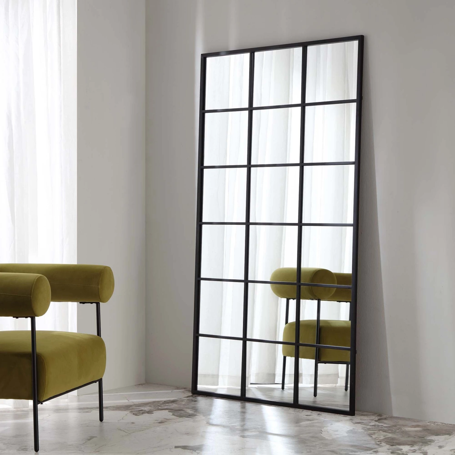 Chardwell Full Length Industrial Metal Window Mirror 180 X 100 Cm, Black 3 Chardwell Full Length Industrial Metal Window Mirror 180 X 100 Cm, Black