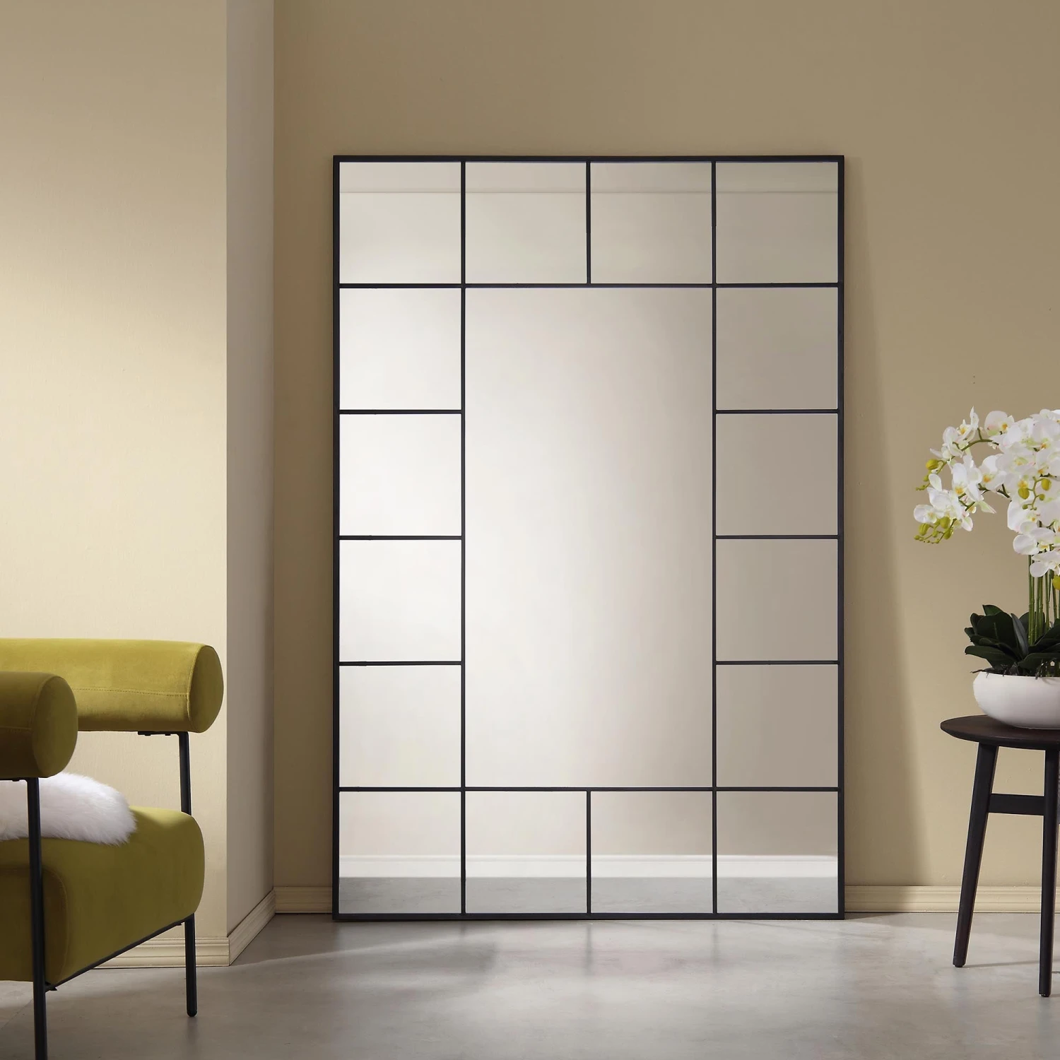 Herbert Full Length Metal Frame Window Mirror 180 X 120 Cm, Black 4 Herbert Full Length Metal Frame Window Mirror 180 X 120 Cm, Black - Image 2