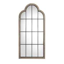 Southam Arched Full Length Wooden Frame Window Mirror 160 X 76 Cm -FINZ Furniture Shop MIRR 028 WOOD WB1