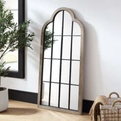 Southam Arched Full Length Wooden Frame Window Mirror 160 X 76 Cm