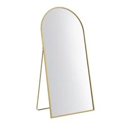 Dina Freestanding Arched Full Length Metal Frame Mirror 160 X 76 Cm, Gold Effect 15 Dina Freestanding Arched Full Length Metal Frame Mirror 160 X 76 Cm, Gold Effect -FINZ Furniture Shop MIRR 049 GOLD WB1