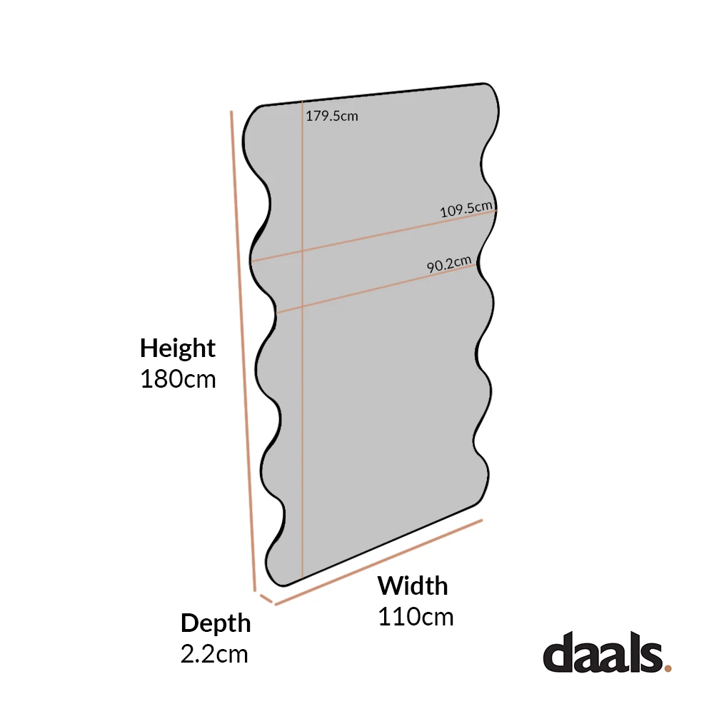 Luisa Wavy Curved Full Length Mirror 180 X 110 Cm, Black 6 Luisa Wavy Curved Full Length Mirror 180 X 110 Cm, Black - Image 4