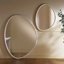 Edo Irregular Pebble Large Wooden Mirror 160 X 120 Cm, Washed White 13 Edo Irregular Pebble Large Wooden Mirror 160 X 120 Cm, Washed White -FINZ Furniture Shop MIRR 073 WHITE scene2