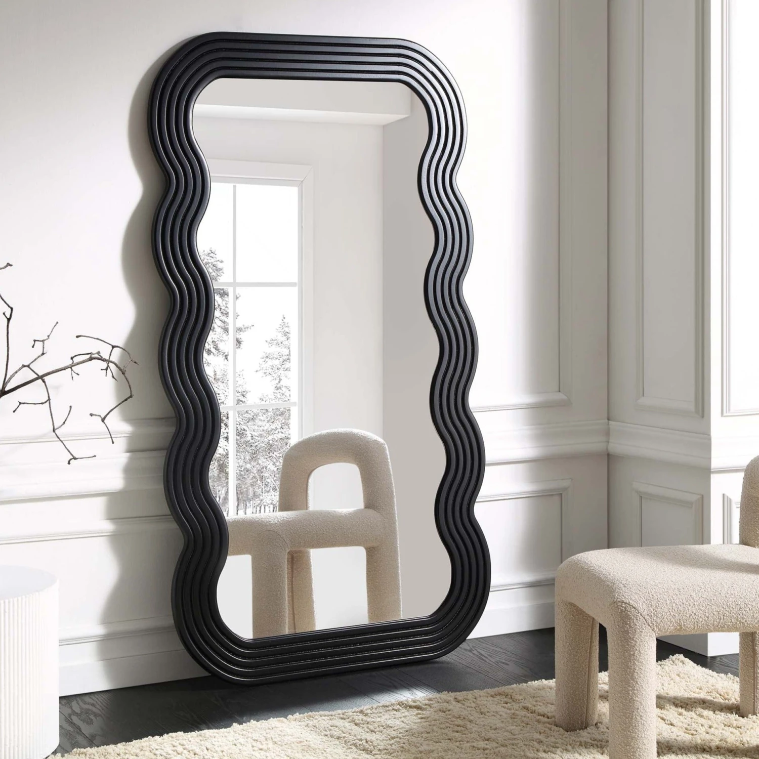 Venus Full Length Wave Mirror 180 X 100 Cm, Black 3 Venus Full Length Wave Mirror 180 X 100 Cm, Black