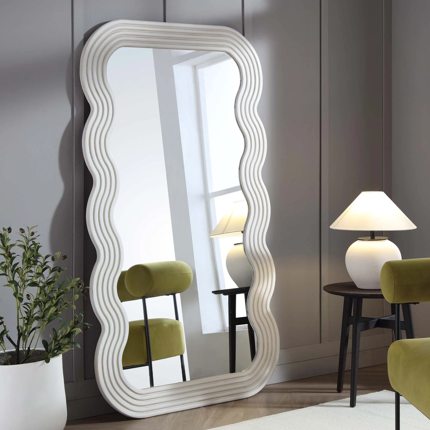 Venus Full Length Wave Mirror 180 X 100 Cm, Washed White 3 Venus Full Length Wave Mirror 180 X 100 Cm, Washed White