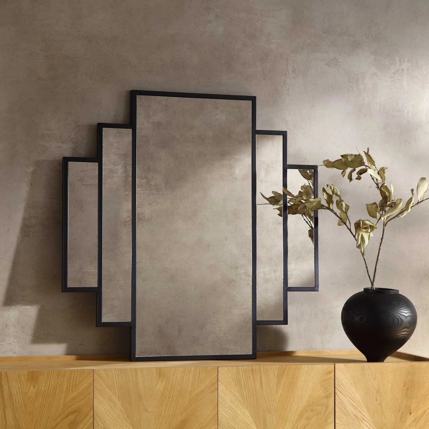 Sonia Black Metal Frame Art Deco Square Wall Mirror 90 X 90 Cm 3 Sonia Black Metal Frame Art Deco Square Wall Mirror 90 X 90 Cm