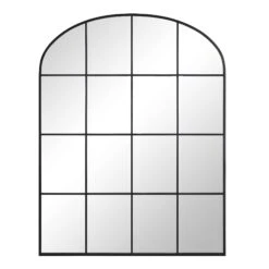 Portobello Arched Full Length Metal Frame Window Mirror 180 X 140 Cm, Black -FINZ Furniture Shop MIRR 280 BLACK WB1