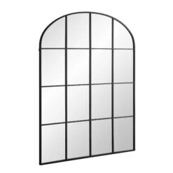 Portobello Arched Full Length Metal Frame Window Mirror 180 X 140 Cm, Black -FINZ Furniture Shop MIRR 280 BLACK WB2