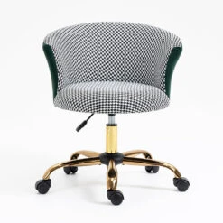 Kylie Houndstooth And Velvet Swivel Chair -FINZ Furniture Shop MO103HOUNDSTOOTH 2