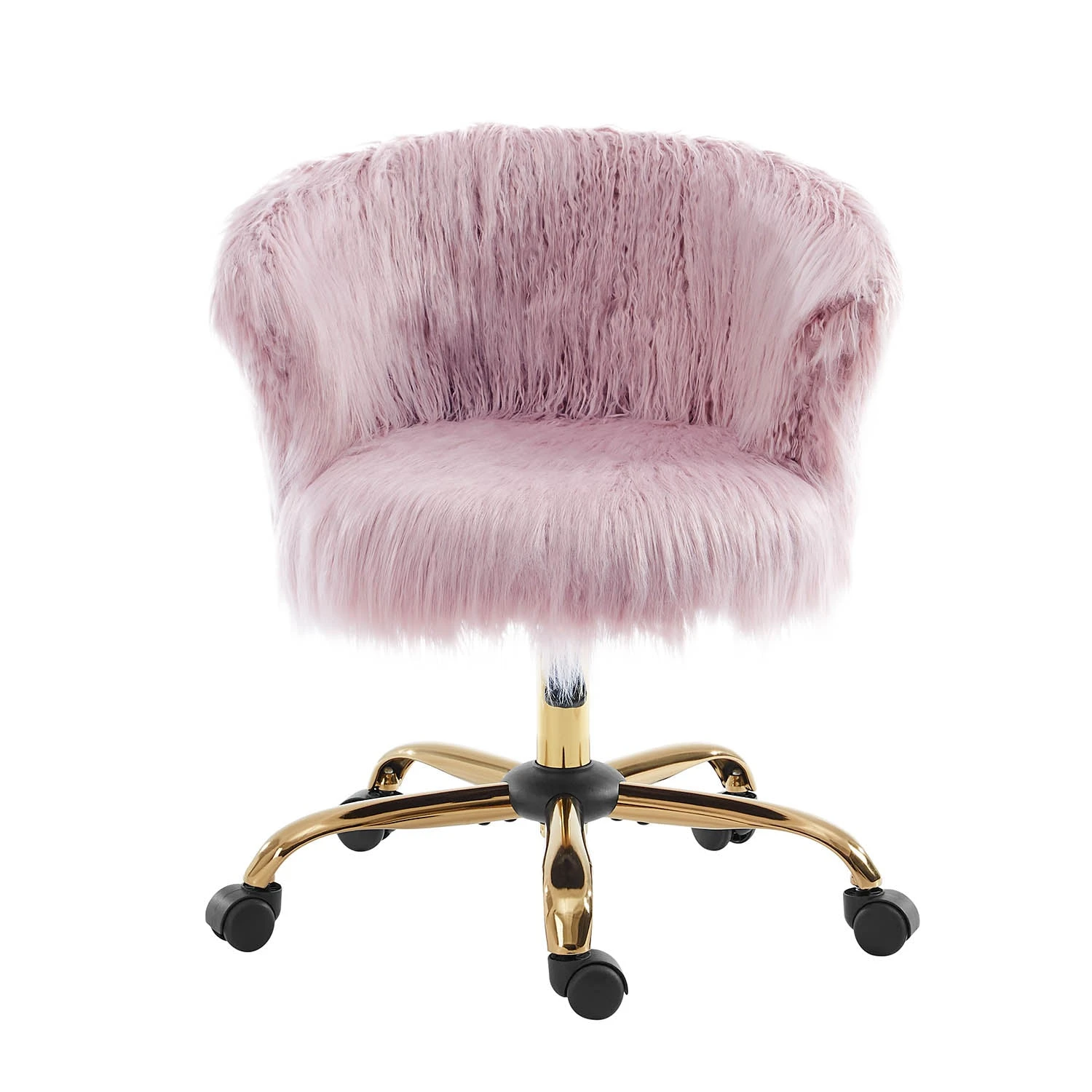 Kylie Plush Shaggy Faux Fur Swivel Chair, Pink 4 Kylie Plush Shaggy Faux Fur Swivel Chair, Pink - Image 2