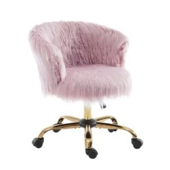 Kylie Plush Shaggy Faux Fur Swivel Chair, Pink 13 Kylie Plush Shaggy Faux Fur Swivel Chair, Pink -FINZ Furniture Shop MO103PINKPLUSH WB2