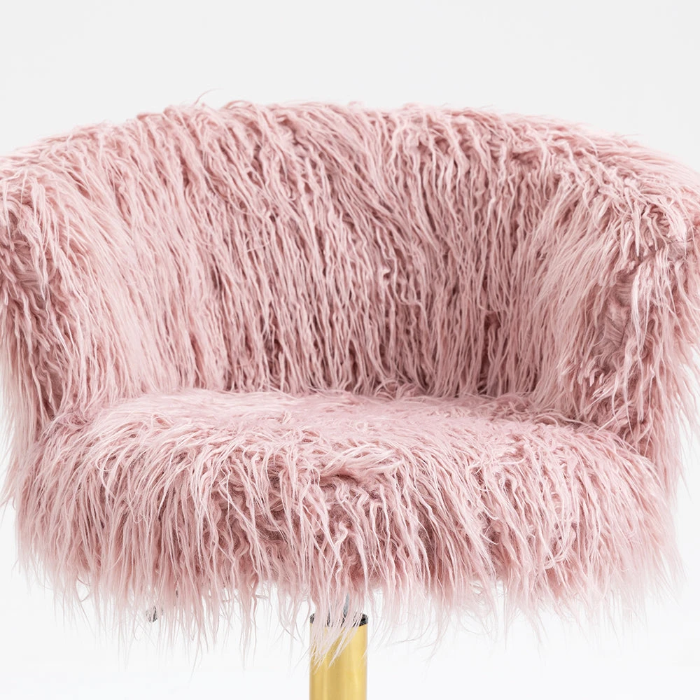 Kylie Plush Shaggy Faux Fur Swivel Chair, Pink 9 Kylie Plush Shaggy Faux Fur Swivel Chair, Pink - Image 7