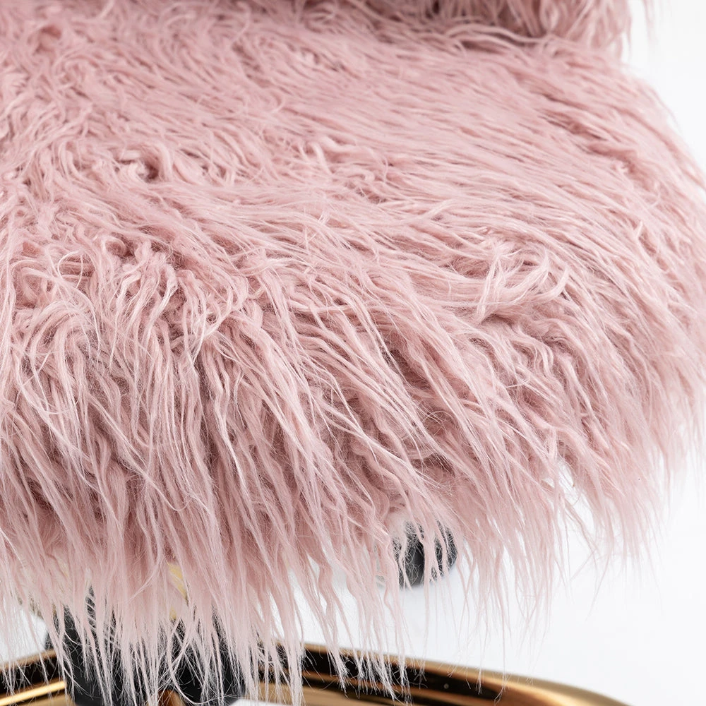 Kylie Plush Shaggy Faux Fur Swivel Chair, Pink 10 Kylie Plush Shaggy Faux Fur Swivel Chair, Pink - Image 8