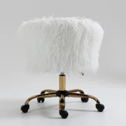 Kylie Plush Shaggy Faux Fur Swivel Chair, White 16 Kylie Plush Shaggy Faux Fur Swivel Chair, White -FINZ Furniture Shop MO103WHITEPLUSH 5