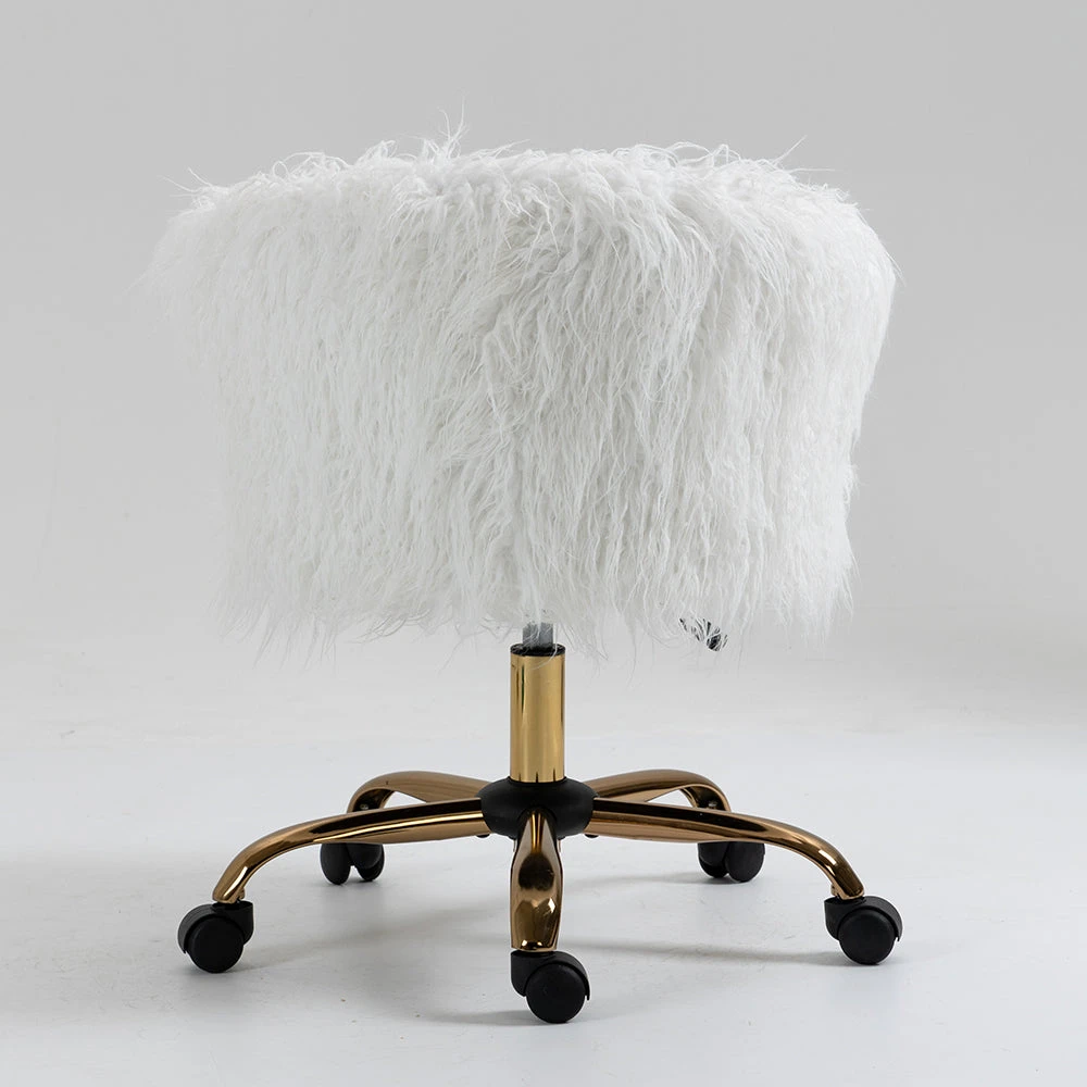 Kylie Plush Shaggy Faux Fur Swivel Chair, White 8 Kylie Plush Shaggy Faux Fur Swivel Chair, White - Image 6