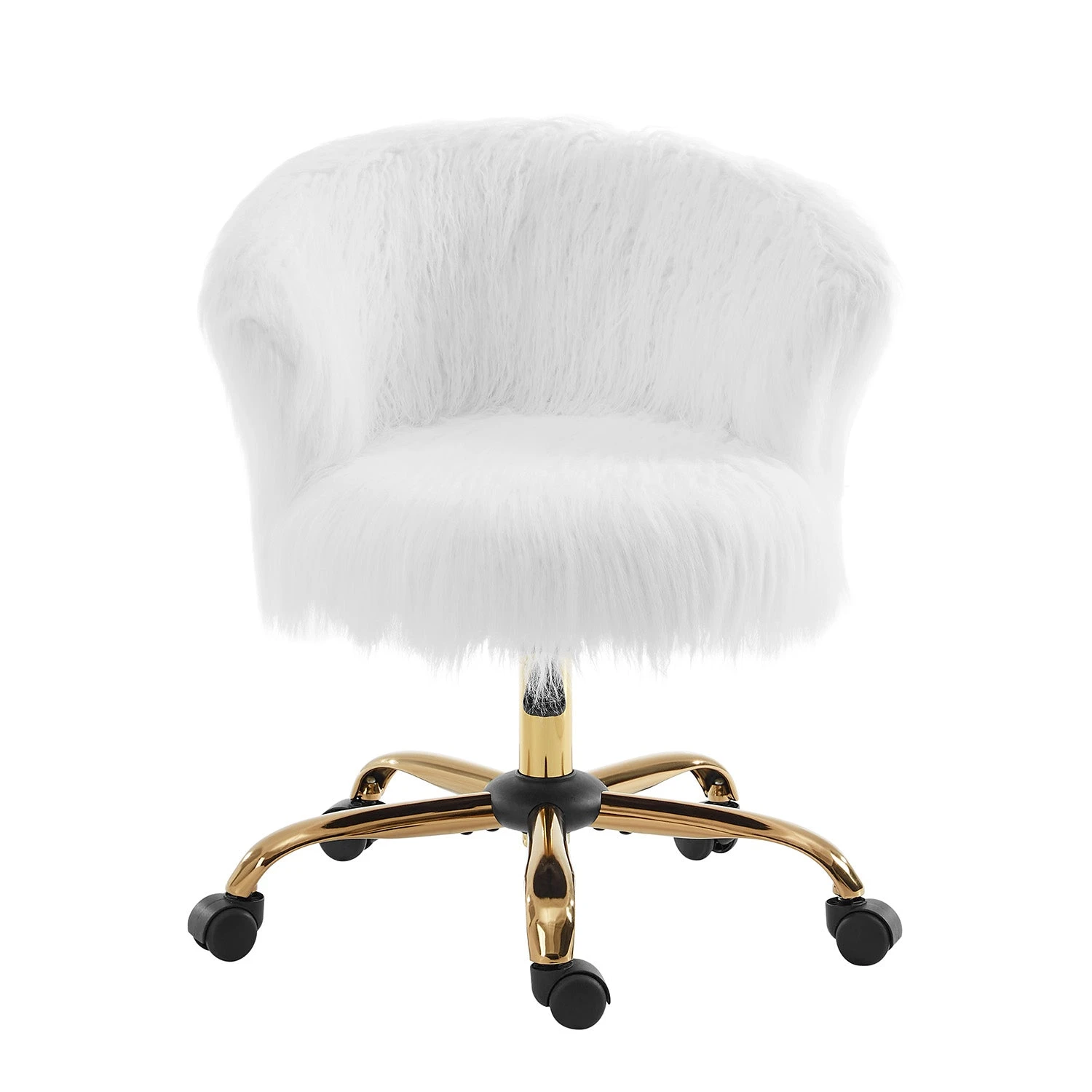 Kylie Plush Shaggy Faux Fur Swivel Chair, White 4 Kylie Plush Shaggy Faux Fur Swivel Chair, White - Image 2