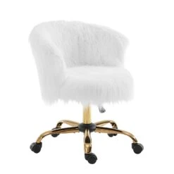 Kylie Plush Shaggy Faux Fur Swivel Chair, White 13 Kylie Plush Shaggy Faux Fur Swivel Chair, White -FINZ Furniture Shop MO103WHITEPLUSH WB2
