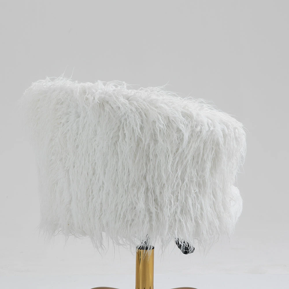 Kylie Plush Shaggy Faux Fur Swivel Chair, White 11 Kylie Plush Shaggy Faux Fur Swivel Chair, White - Image 9