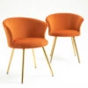Kylie Set Of 2 Orange Velvet Dining Chairs 2 Kylie Set Of 2 Orange Velvet Dining Chairs -FINZ Furniture Shop MO104ORANGEVEL P 1