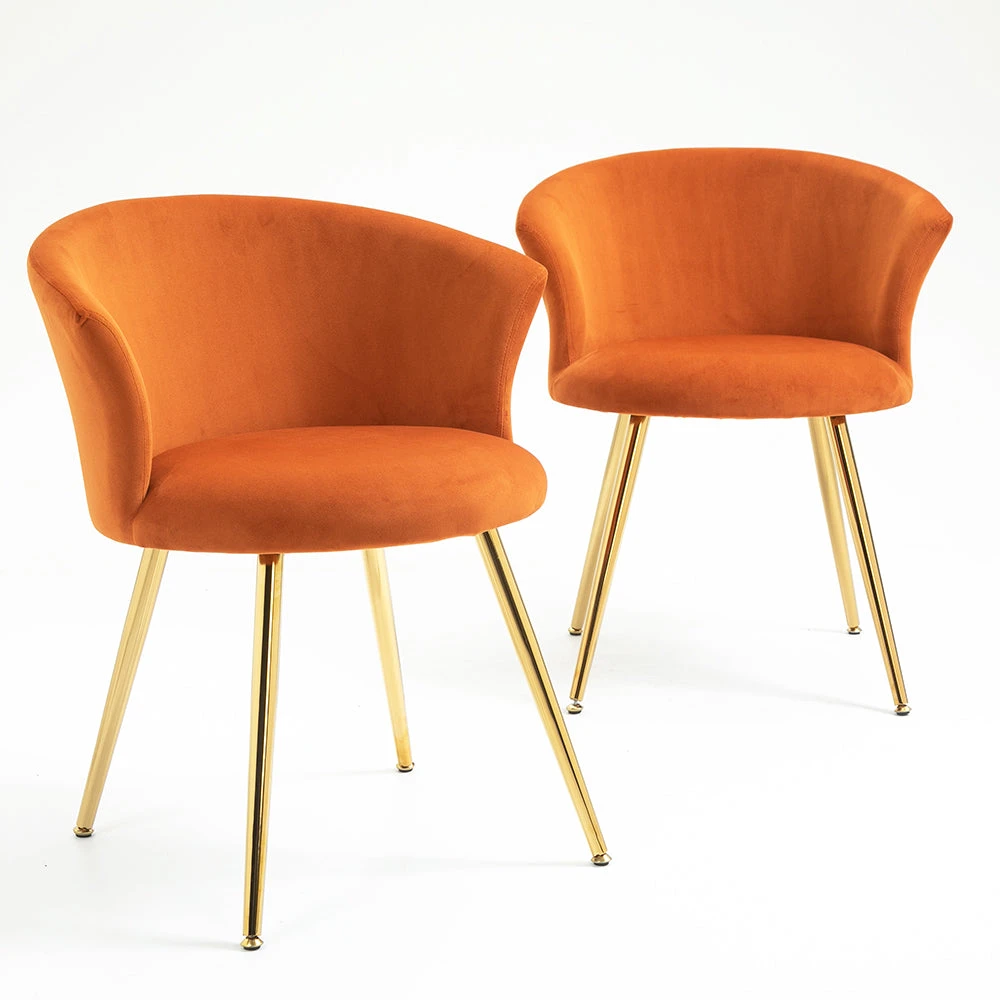 Kylie Set Of 2 Orange Velvet Dining Chairs 3 Kylie Set Of 2 Orange Velvet Dining Chairs