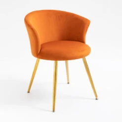 Kylie Set Of 2 Orange Velvet Dining Chairs 15 Kylie Set Of 2 Orange Velvet Dining Chairs -FINZ Furniture Shop MO104ORANGEVEL P 3