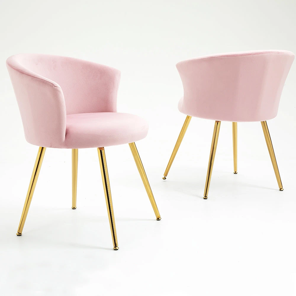 Kylie Set Of 2 Pink Velvet Dining Chairs 5 Kylie Set Of 2 Pink Velvet Dining Chairs - Image 3