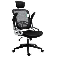 Mesh High Back Extra Padded Swivel Office Chair With Head Support & Adjustable Arms, Black 12 Mesh High Back Extra Padded Swivel Office Chair With Head Support & Adjustable Arms, Black -FINZ Furniture Shop MO21BLACKHB NEW2