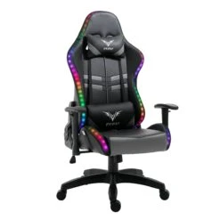 VIRIBUS X1 Office Gaming Chair With 12-Colour LED Lights, Black And Grey