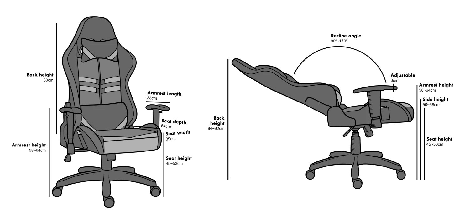 VIRIBUS X1 Office Gaming Chair With 12-Colour LED Lights, Black And Grey 11 VIRIBUS X1 Office Gaming Chair With 12-Colour LED Lights, Black And Grey - Image 9