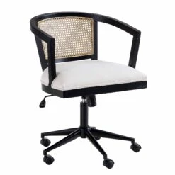 Lucia Natural Cane Swivel Desk Chair 18 Lucia Natural Cane Swivel Desk Chair -FINZ Furniture Shop OCH 035 BLACK BEIGEFAB WB2