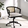 Lucia Natural Cane Swivel Desk Chair -FINZ Furniture Shop OCH 035 BLACK BEIGEFAB main